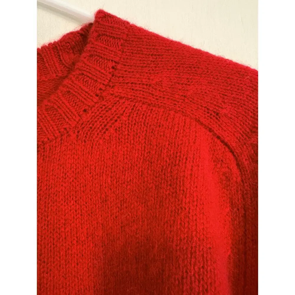 Lands' End Vintage 100% Wool Crewneck Sweater Red Men's Med Preppy Ivy league